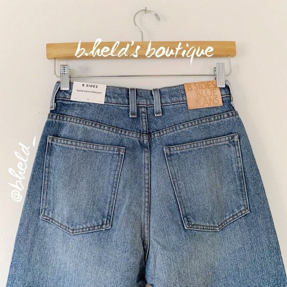 B Sides Jeans Plein Relaxed Straight Jean in Brit Vintage Denim Size 25 New NWT - Picture 16 of 17